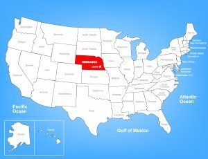 US Map with Nebraska highlighted