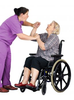 nurse fighting with elderly patient