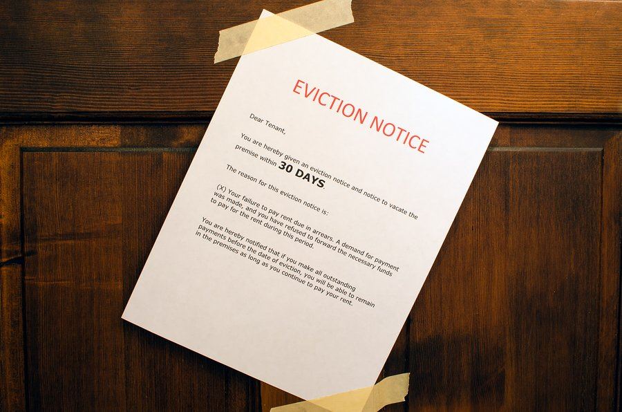 eviction notice sign on door