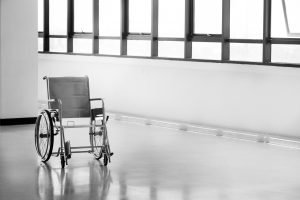 wheelchair in hospital room